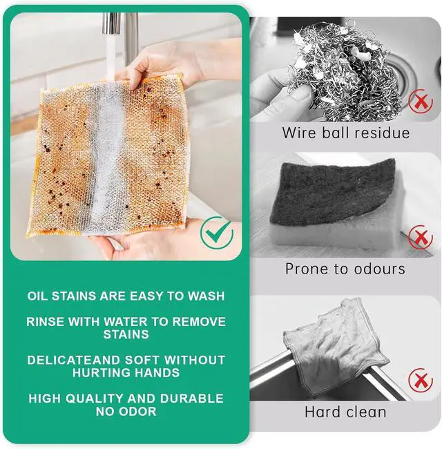 Alt view image 4 of 7 - 10pcs Multipurpose Non Scratch Wire Dishcloth, Wet and Dry Clening | Reusable Silver Mesh Dishcloth, Safely Scrubs Tough Dirt for cookware, Sinks, Dishes, Stove Top (7.87x7.87 Inch)