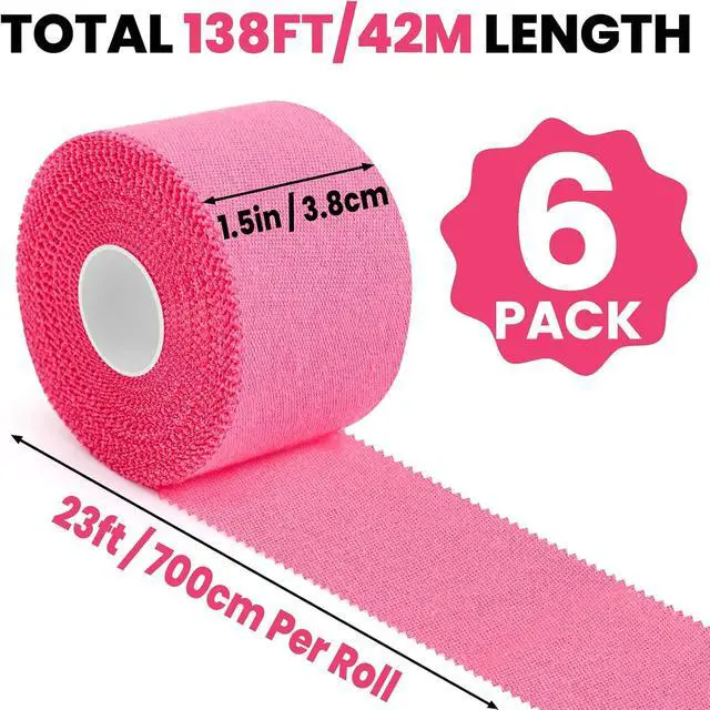 Alt view image 2 of 7 - NUITPY 6 Pack Athletic Tape, Pink Sports Tape, Easy Tear Wrist Tape | Strong Adhesion Tapes for Boxing, Gymnastics, Hockey, Soccer, Lacrosse and First Aid(1.5in x 138ft Total)