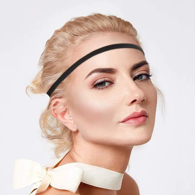 Alt view image 5 of 7 - WILLBOND 12 Pieces Black Thin Elastic Sports Headbands for Women Skinny Athletic Hair Bands Yoga Head Band Sweatband for Exercise Yoga Workout Running Soccer