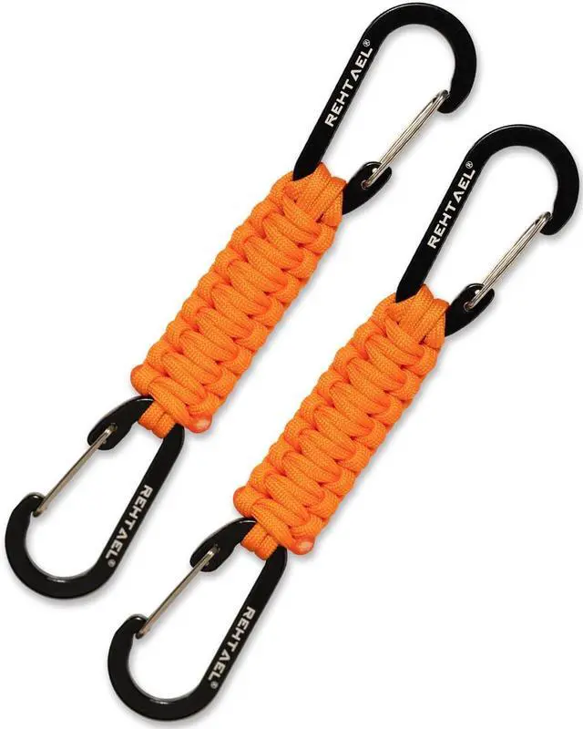 Main image of Paracord Braided Carabiner Keychain Lanyard Strap, Hanger Stroller Hook w/2 Carabiner Clips for Water Bottle Backpack