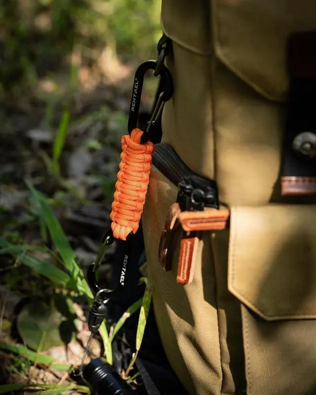 Alt view image 2 of 6 - Paracord Braided Carabiner Keychain Lanyard Strap, Hanger Stroller Hook w/2 Carabiner Clips for Water Bottle Backpack