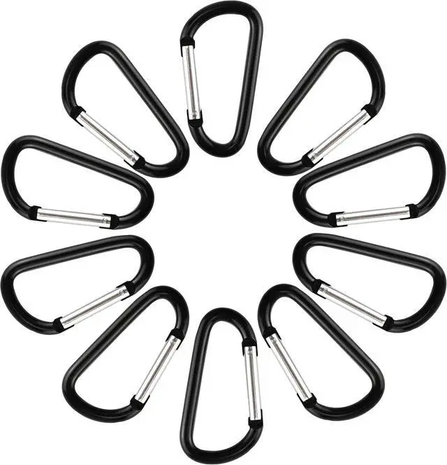 Alt view image 3 of 6 - SWATOM Aluminum Carabiner Clip Snap Hook Keyring 1.5/1.9/2.2/2.4/2.8 Inch Carabiners Keychains Black(10P/20P)