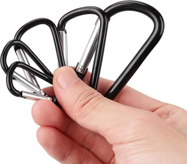 Alt view image 4 of 6 - SWATOM Aluminum Carabiner Clip Snap Hook Keyring 1.5/1.9/2.2/2.4/2.8 Inch Carabiners Keychains Black(10P/20P)