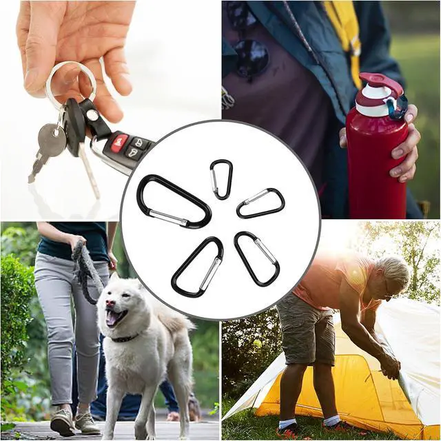 Alt view image 6 of 6 - SWATOM Aluminum Carabiner Clip Snap Hook Keyring 1.5/1.9/2.2/2.4/2.8 Inch Carabiners Keychains Black(10P/20P)