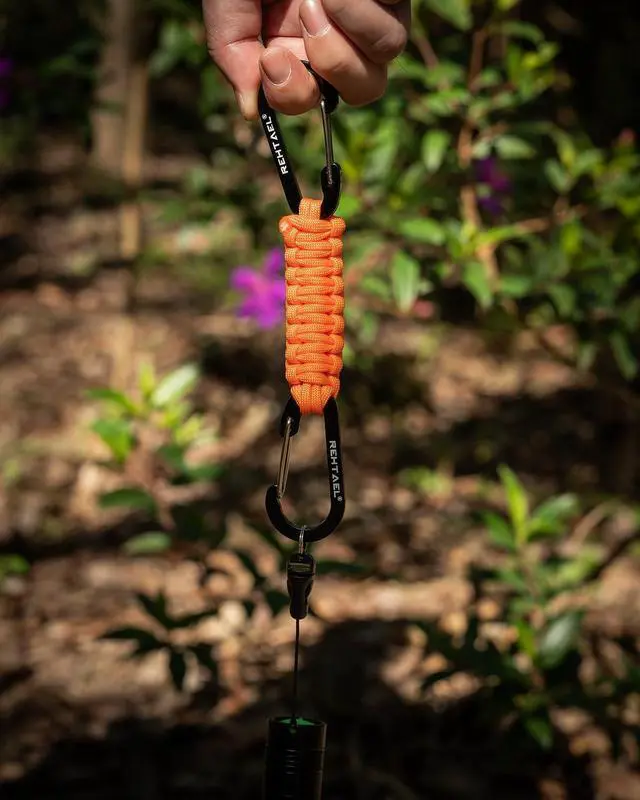 Alt view image 5 of 6 - Paracord Braided Carabiner Keychain Lanyard Strap, Hanger Stroller Hook w/2 Carabiner Clips for Water Bottle Backpack