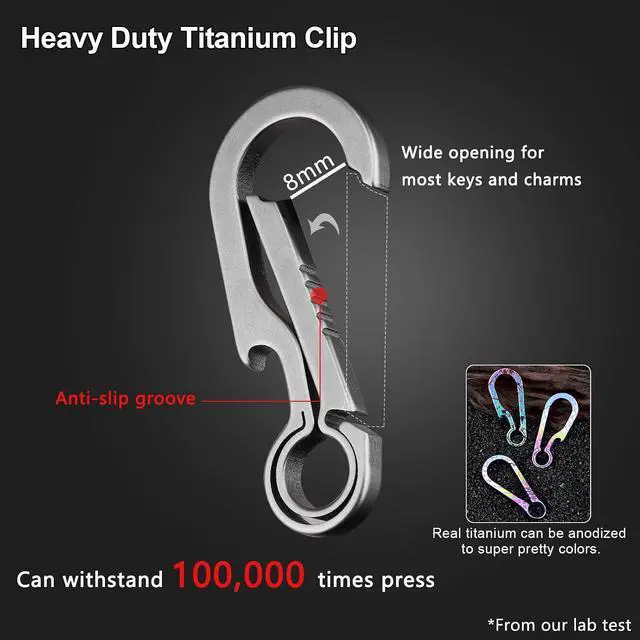 Alt view image 3 of 7 - PJYTAC Titanium Carabiner Keychain Clip for Keys, 2/2.6 Inch Small | Heavy Duty, Key Holder, Quick Release, Ultra Light, Bottle Opener, Hypoallergenic, Valentines Day Gift for Him Men