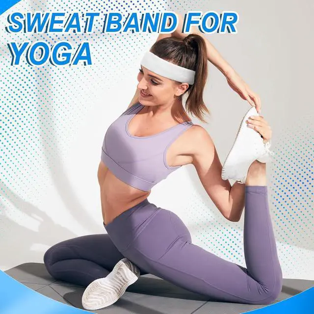 Alt view image 2 of 7 - Sweatbands Sport Headbands for Men & Women, Sweat Head Bands Moisture Wicking Sport Headband Cotton Sweatbands for Basketball, Athletic Exercise, Running