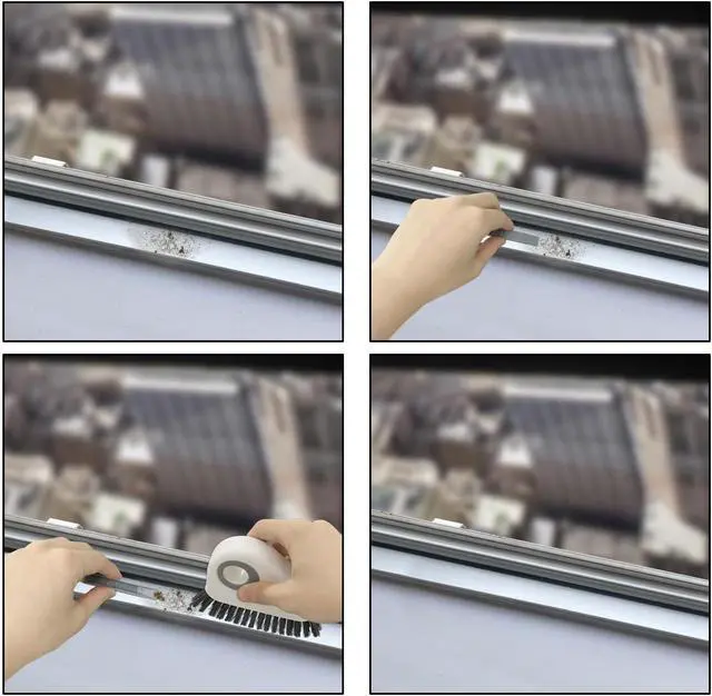 Alt view image 5 of 7 - 2pcs 2 in 1 Groove Crevice Cleaning Brush Window Track Cleaning Tools,Multifunction Grout Cleaner Tool Crevice Cleaning Brush with Hidden Scraper for Sliding Door Track,Window Sill,Window Seal