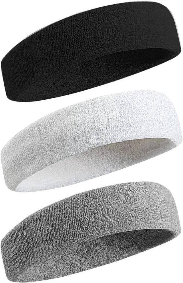 Main image of BEACE Sweatbands Sports Headband for Men & Women - Moisture Wicking Athletic Cotton Terry Cloth Sweatband for Tennis, Basketball, Running, Gym, Working Out