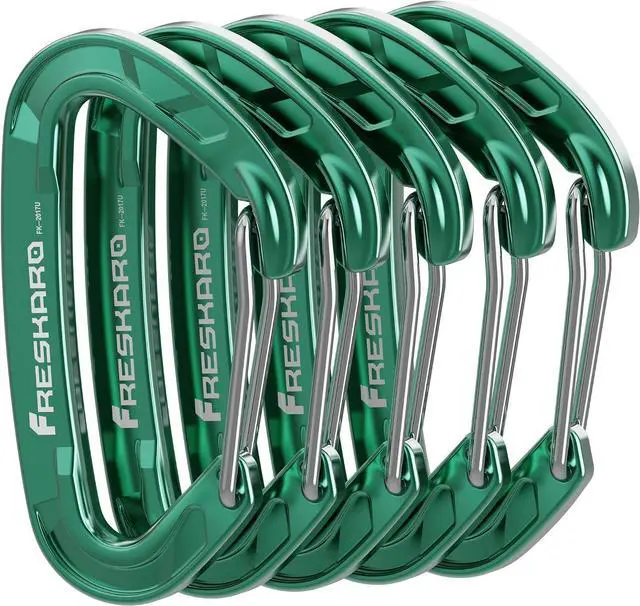 Main image of FresKaro 5pcs Nano Carabiner Clips, 8kN 1798lbs, Small Sturdy, Reliable Time-Tested Strong Spring Wiregate, Mini Size 2.37inch, Choice of 5colors