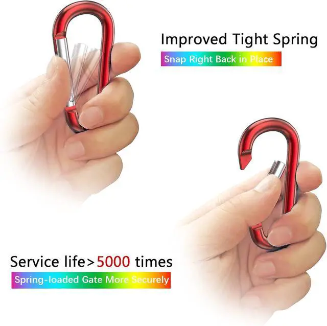 Alt view image 3 of 6 - sprookber 3" Aluminum Carabiner D Ring, Caribeener Clips, Spring Snap Hook for Keychain Clip, Set of 10