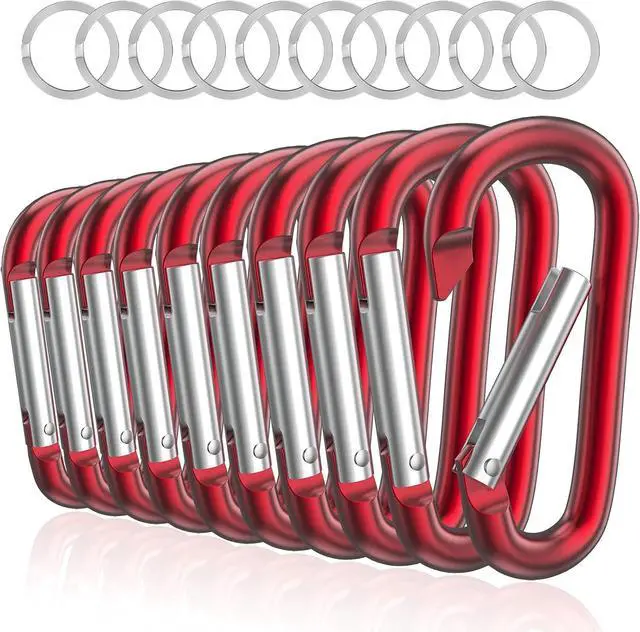 Main image of sprookber 3" Aluminum Carabiner D Ring, Caribeener Clips, Spring Snap Hook for Keychain Clip, Set of 10