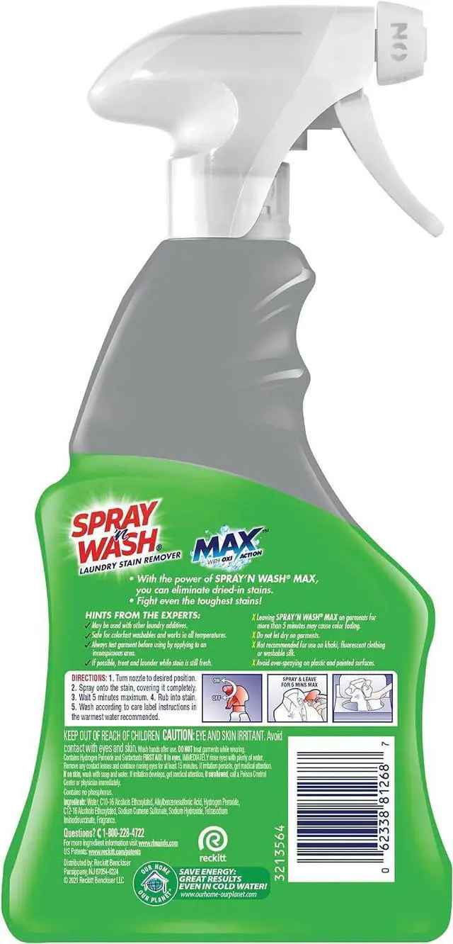 Alt view image 2 of 6 - Spray N Wash Max Stain Remover Spray, Laundry Pre-Treat for Tough Stains, 16oz