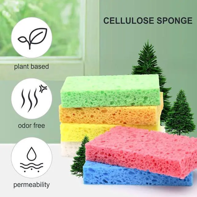 Alt view image 5 of 7 - 6 Pack Green Cellulose Scrub Sponges Non-Scratch Heavy Duty for Kitchen | Cellulose, Pop-Up, Eco-Friendly, Heavy Duty, Non-Scratch, Kitchen, Bathroom, Multipurpose, Odor Resistant
