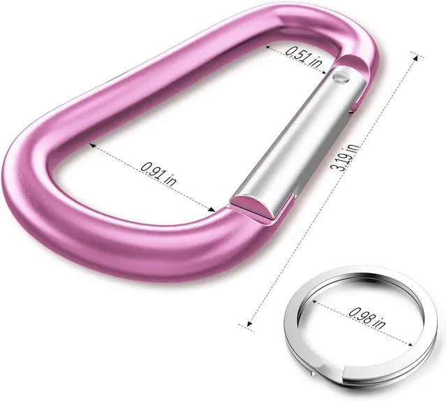 Alt view image 2 of 7 - sprookber 3" Aluminum Carabiner D Ring, Caribeener Clips, Spring Snap Hook for Keychain Clip, Set of 10