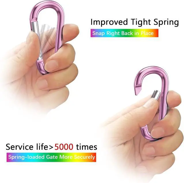 Alt view image 3 of 7 - sprookber 3" Aluminum Carabiner D Ring, Caribeener Clips, Spring Snap Hook for Keychain Clip, Set of 10