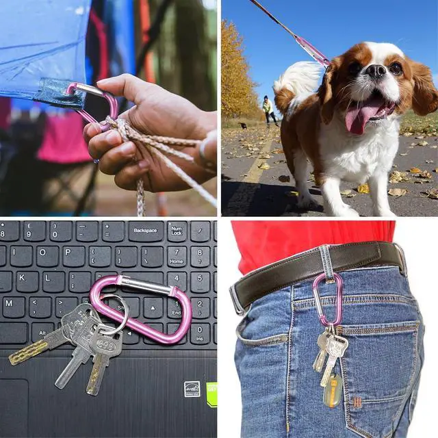 Alt view image 7 of 7 - sprookber 3" Aluminum Carabiner D Ring, Caribeener Clips, Spring Snap Hook for Keychain Clip, Set of 10