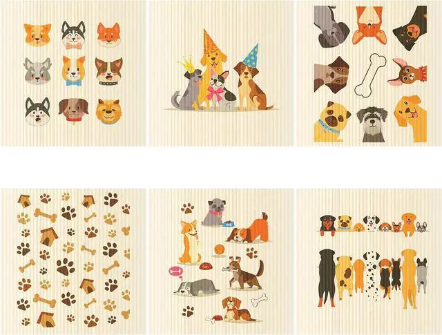 Main image of Patelai 6 Pcs Dog Swedish Cleaning Dishcloths, Kitchen Dish Towels | Reliable Dish Towels, Dogs Cleaning Wipes for Kitchen Bathroom Office Wedding Housewarming, Absorbent and Fast Drying,