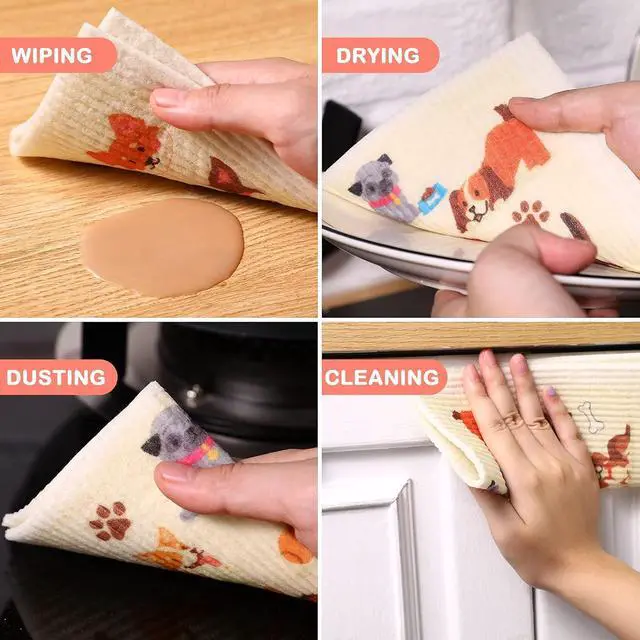 Alt view image 5 of 6 - Patelai 6 Pcs Dog Swedish Cleaning Dishcloths, Kitchen Dish Towels | Reliable Dish Towels, Dogs Cleaning Wipes for Kitchen Bathroom Office Wedding Housewarming, Absorbent and Fast Drying,