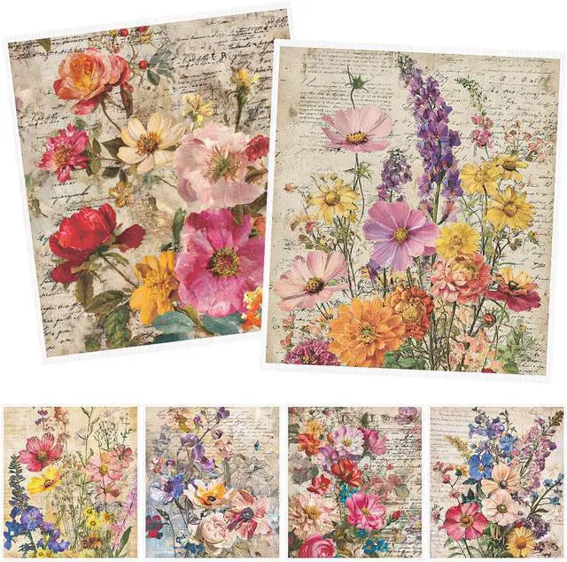 Main image of Vintage Flower Swedish Dishcloths for Kitchen - 6PCS Floral Swedish Cloths for Washing Dishes Reusable, Wildflower Washable Kitchen Towels, Reusable Sponge Cloths for Home Party Housewarming