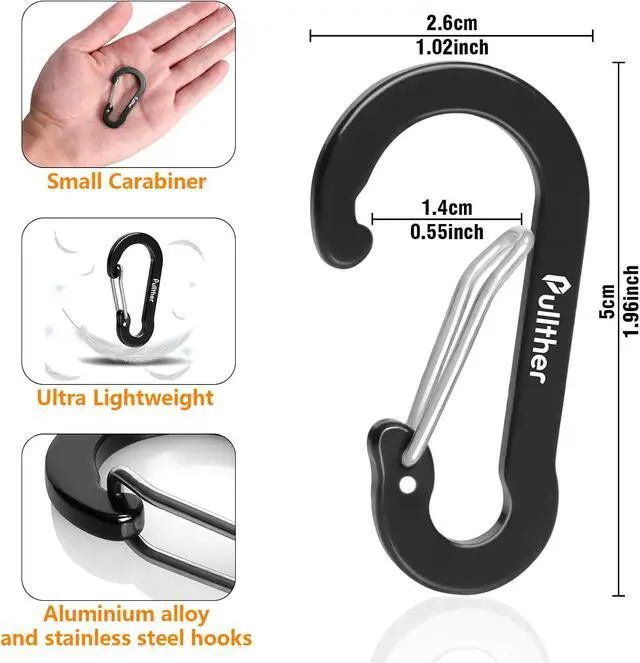 Alt view image 2 of 6 - Aluminum Carabiner Clips- Set of 20,Carabiner Clip 2 inch