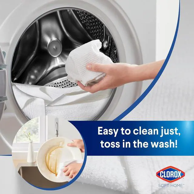 Alt view image 3 of 7 - CLOROX Ribbed Bar Mops - 100% Cotton Quick Dry Extra Large Dishcloths - Absorbent Multipurpose Cleaning Cloths for Restaurants, Kitchen, Bathroom, Hotel - 16" x 19" - White 3 Pack