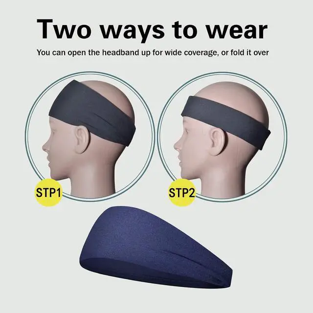 Alt view image 6 of 7 - Pilamor Sports Headbands for Men 5 Pack,Sweatbands for Men Workout,Running | Moisture Wicking,Absorbing Sweat Headbands Stay in Place ,Hairbands for Women and Men Gym,Cycling,Football,Yoga