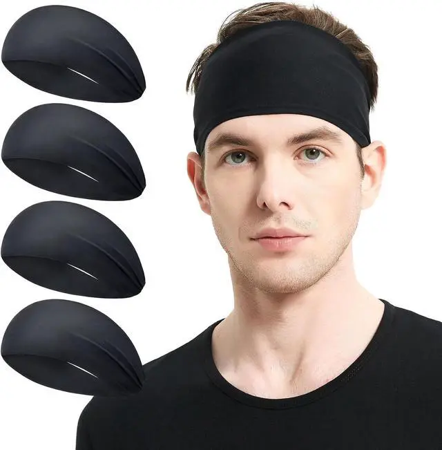 Main image of MARKEEP Running Headbands for Men (4 or 6 Pack), Mens Stretchy Headband for Football,Cycling,Basketball,Yoga,Fitness Workout Unisex Quick-Dry Sweatband