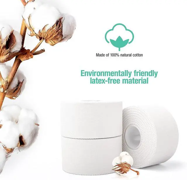 Alt view image 6 of 6 - (3 Pack) White Athletic Sports Tape, Very Strong Easy Tear No Sticky Residue Tape for Athlete & Sport Trainers & First Aid Injury Wrap,Suitable for Bats,Tennis,Gymnastics & Boxing1.5in X 35ft