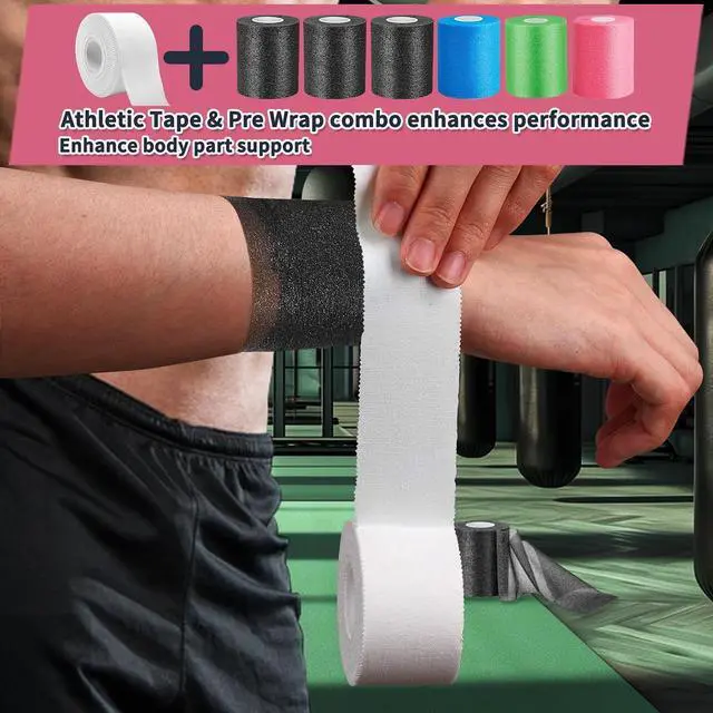 Alt view image 5 of 7 - Athletic Tape 2 Pack White Sports Tape Athletic Strong-Breathable-Easy Tear-No Sticky Residue Wrist Ankle Tape for Lacrosse Boxing Gymnastics Climbing Soccer Hockey Bat Injuries Medical