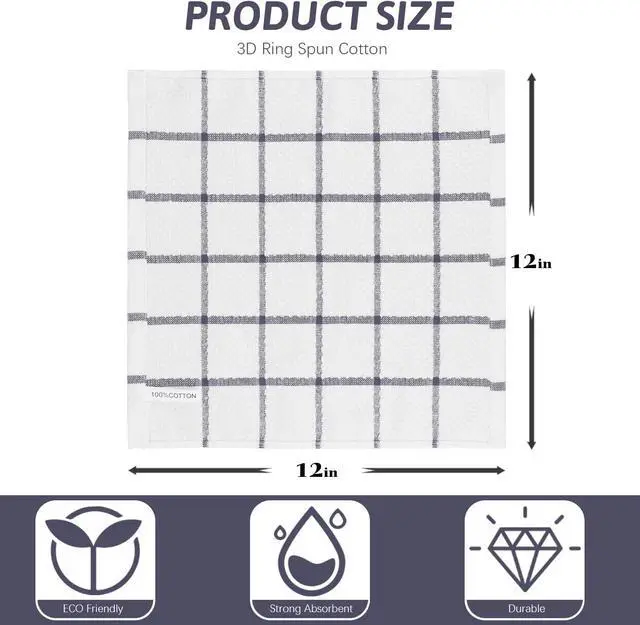 Alt view image 2 of 7 - Nialnant 4PCS Cleaning Rags,100% Cotton Terry Dish Rags for Washing Dishes,Quick Drying Dish Cloths,Dish Towels for Kitchen,Purple Plaid-12x12in