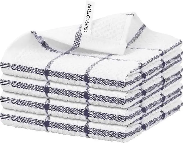 Main image of Nialnant 4PCS Cleaning Rags,100% Cotton Terry Dish Rags for Washing Dishes,Quick Drying Dish Cloths,Dish Towels for Kitchen,Purple Plaid-12x12in