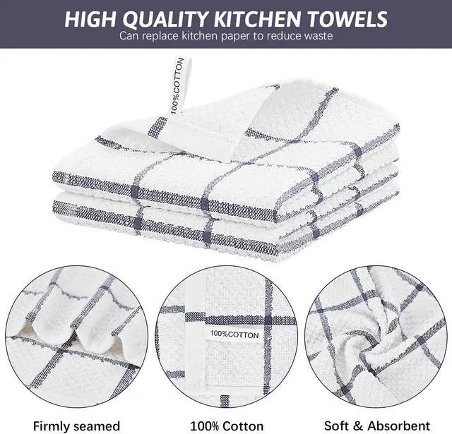 Alt view image 3 of 7 - Nialnant 4PCS Cleaning Rags,100% Cotton Terry Dish Rags for Washing Dishes,Quick Drying Dish Cloths,Dish Towels for Kitchen,Purple Plaid-12x12in