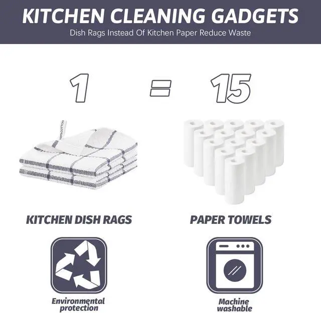 Alt view image 5 of 7 - Nialnant 4PCS Cleaning Rags,100% Cotton Terry Dish Rags for Washing Dishes,Quick Drying Dish Cloths,Dish Towels for Kitchen,Purple Plaid-12x12in