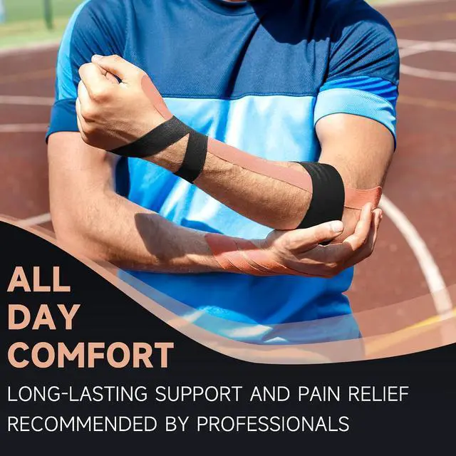 Alt view image 5 of 6 - CKeep Kinesiology Tape, Uncut Premium Elastic Athletic Tape 2 Rolls, Beige | Original Cotton Latex Free Kinetic Tape, Breathable & Waterproof Sports Tape for Muscle and Joint Support, 2inch x 16ft