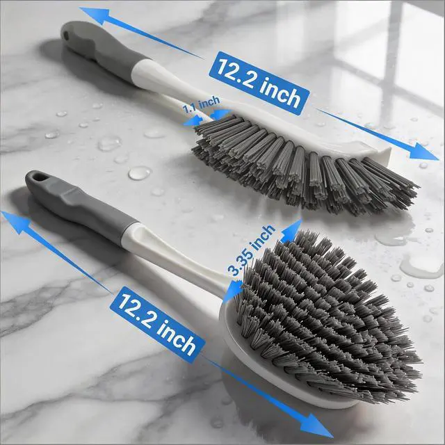 Alt view image 2 of 7 - 3 Pack Hard Bristle Scrub Brush Set, Heavy Duty Cleaning Brushes with Ergonomic Handle, Specifically Designed for Bathroom, Shower, Bathtub, Tub, Carpet, Floor, Grout, Tile
