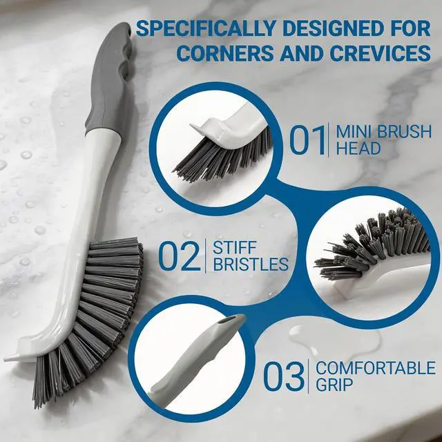 Alt view image 3 of 7 - 3 Pack Hard Bristle Scrub Brush Set, Heavy Duty Cleaning Brushes with Ergonomic Handle, Specifically Designed for Bathroom, Shower, Bathtub, Tub, Carpet, Floor, Grout, Tile