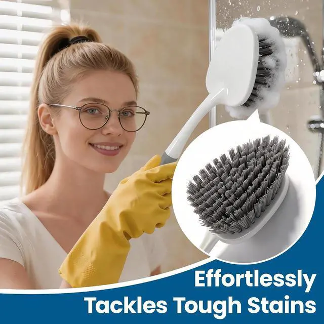 Alt view image 4 of 7 - 3 Pack Hard Bristle Scrub Brush Set, Heavy Duty Cleaning Brushes with Ergonomic Handle, Specifically Designed for Bathroom, Shower, Bathtub, Tub, Carpet, Floor, Grout, Tile