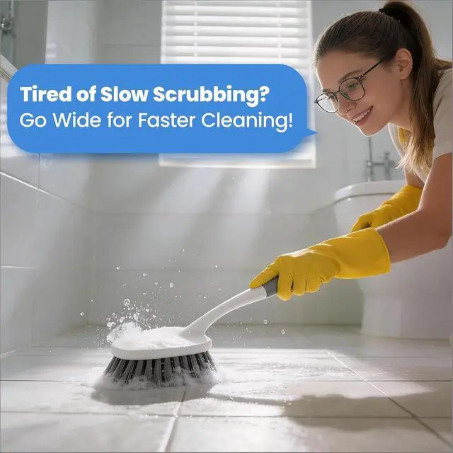 Alt view image 5 of 7 - 3 Pack Hard Bristle Scrub Brush Set, Heavy Duty Cleaning Brushes with Ergonomic Handle, Specifically Designed for Bathroom, Shower, Bathtub, Tub, Carpet, Floor, Grout, Tile