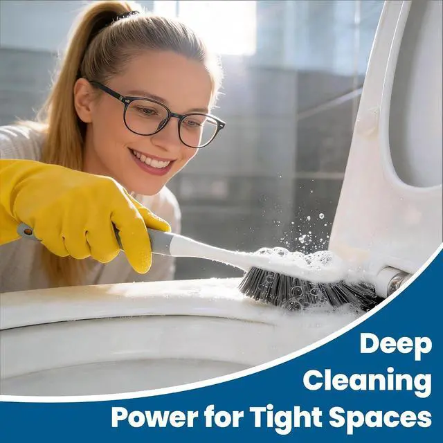 Alt view image 7 of 7 - 3 Pack Hard Bristle Scrub Brush Set, Heavy Duty Cleaning Brushes with Ergonomic Handle, Specifically Designed for Bathroom, Shower, Bathtub, Tub, Carpet, Floor, Grout, Tile