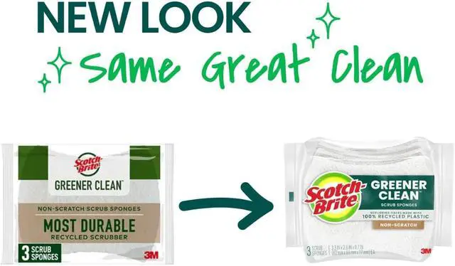 Alt view image 2 of 7 - Scotch-Brite Greener Clean Non-Scratch Scrub Sponge, 3 Pack | Sponges for Cleaning Kitchen, Bathroom and Household, non-scratch Sponges Safe for Non-Stick Cookware, 36 Scrubbing Sponges