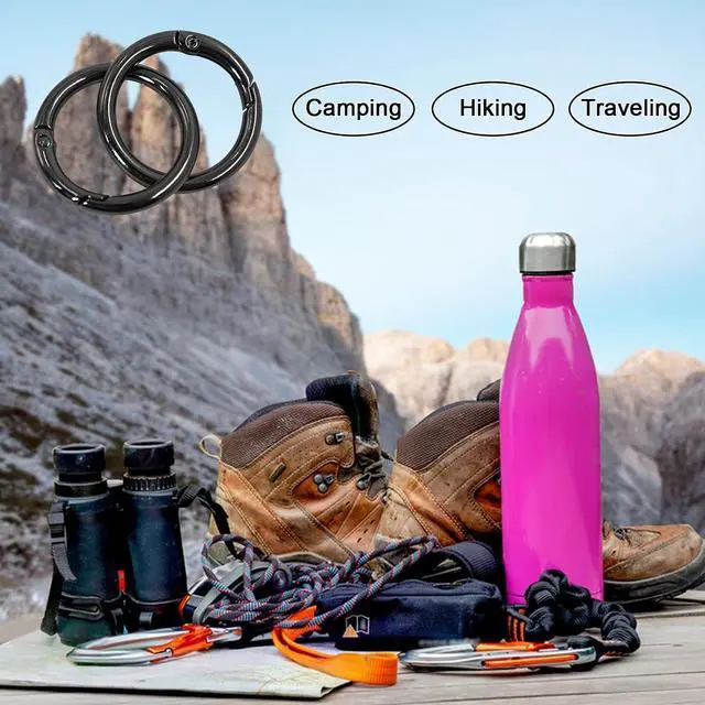 Alt view image 6 of 7 - 24 PCS Trigger Spring O Rings, Round Carabiner Clip, 4 Sizes (Black Gun) | Metal Round Snap Buckle, Circle Spring Key Ring for Purse Keychain Handbag Hardware Jewelry Clips Making