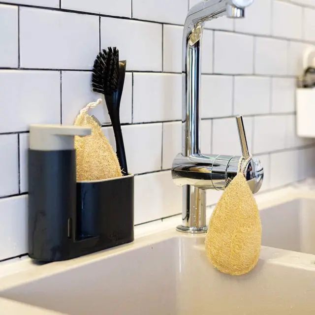 Alt view image 6 of 7 - Natural Loofah Dish Sponge Pack 3 Vegetable Scrubber for Kitchen -100% Biodegradable Compostable Dishwashing Scouring Pad Zero Waste Plastic Free Eco Friendly Sustainable