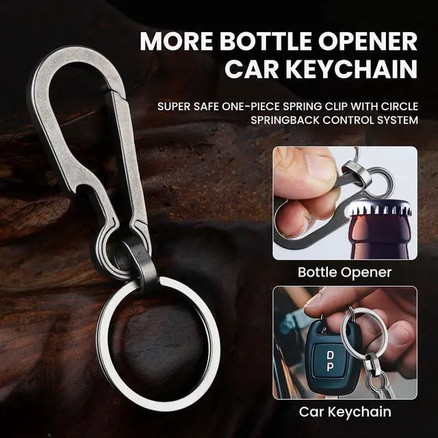 Alt view image 5 of 6 - Titanium Carabiner Keychain Multi Functional Lightweight Outdoor Keychain Minimalist Key Holder with Titanium Key Ring