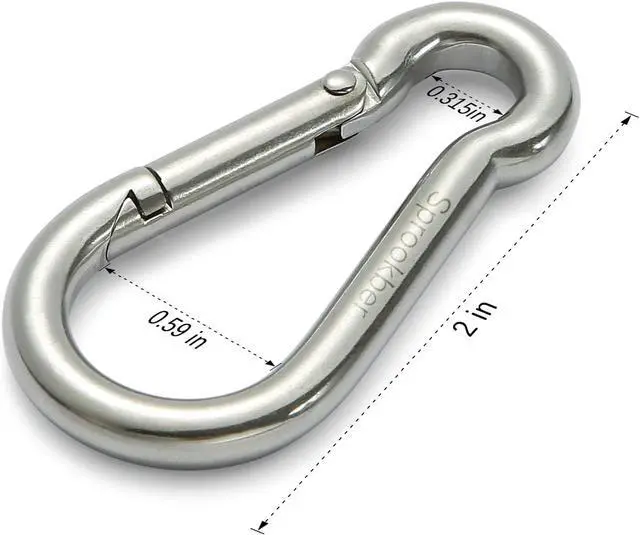 Alt view image 2 of 6 - sprookber Stainless Steel Carabiner Spring Snap Hook - 304 Stainless Steel Heavy Duty Clips, Set of 4