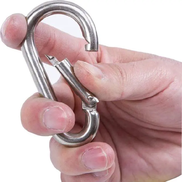 Alt view image 4 of 6 - sprookber Stainless Steel Carabiner Spring Snap Hook - 304 Stainless Steel Heavy Duty Clips, Set of 4
