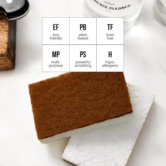 Alt view image 3 of 7 - Public Goods Scrubber Sponge | Natural, Plant-Based | Pack of 4 | Cleaning & Scrubbing Sponges for Dishes & Kitchen Sink | Made in Canada