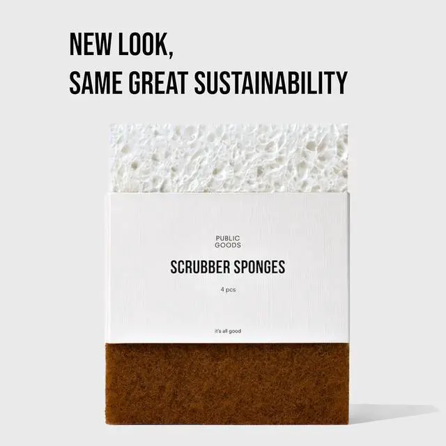 Alt view image 2 of 7 - Public Goods Scrubber Sponge | Natural, Plant-Based | Pack of 4 | Cleaning & Scrubbing Sponges for Dishes & Kitchen Sink | Made in Canada