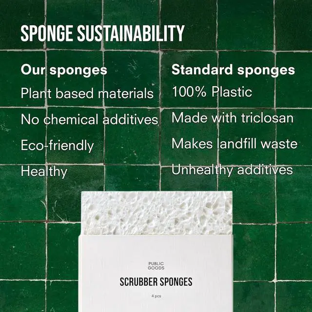 Alt view image 6 of 7 - Public Goods Scrubber Sponge | Natural, Plant-Based | Pack of 4 | Cleaning & Scrubbing Sponges for Dishes & Kitchen Sink | Made in Canada
