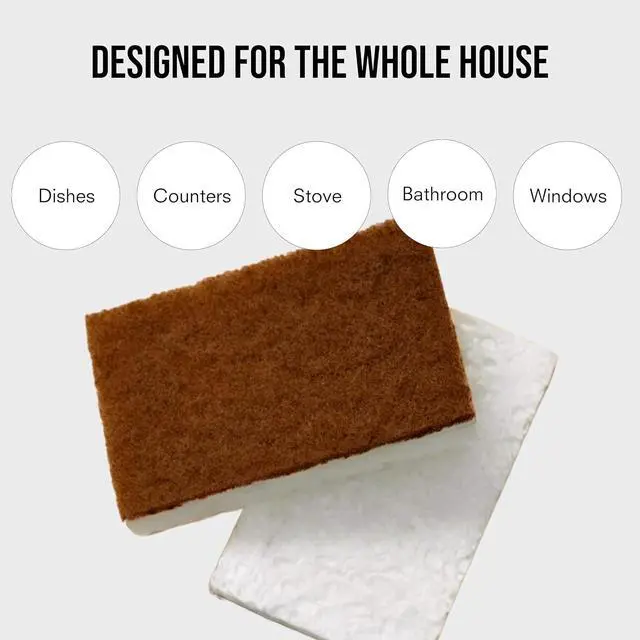 Alt view image 7 of 7 - Public Goods Scrubber Sponge | Natural, Plant-Based | Pack of 4 | Cleaning & Scrubbing Sponges for Dishes & Kitchen Sink | Made in Canada